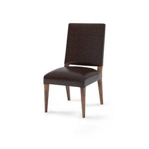 Willis Top Grain Leather Dining Chair -  Tobacco + Natural & Smoke