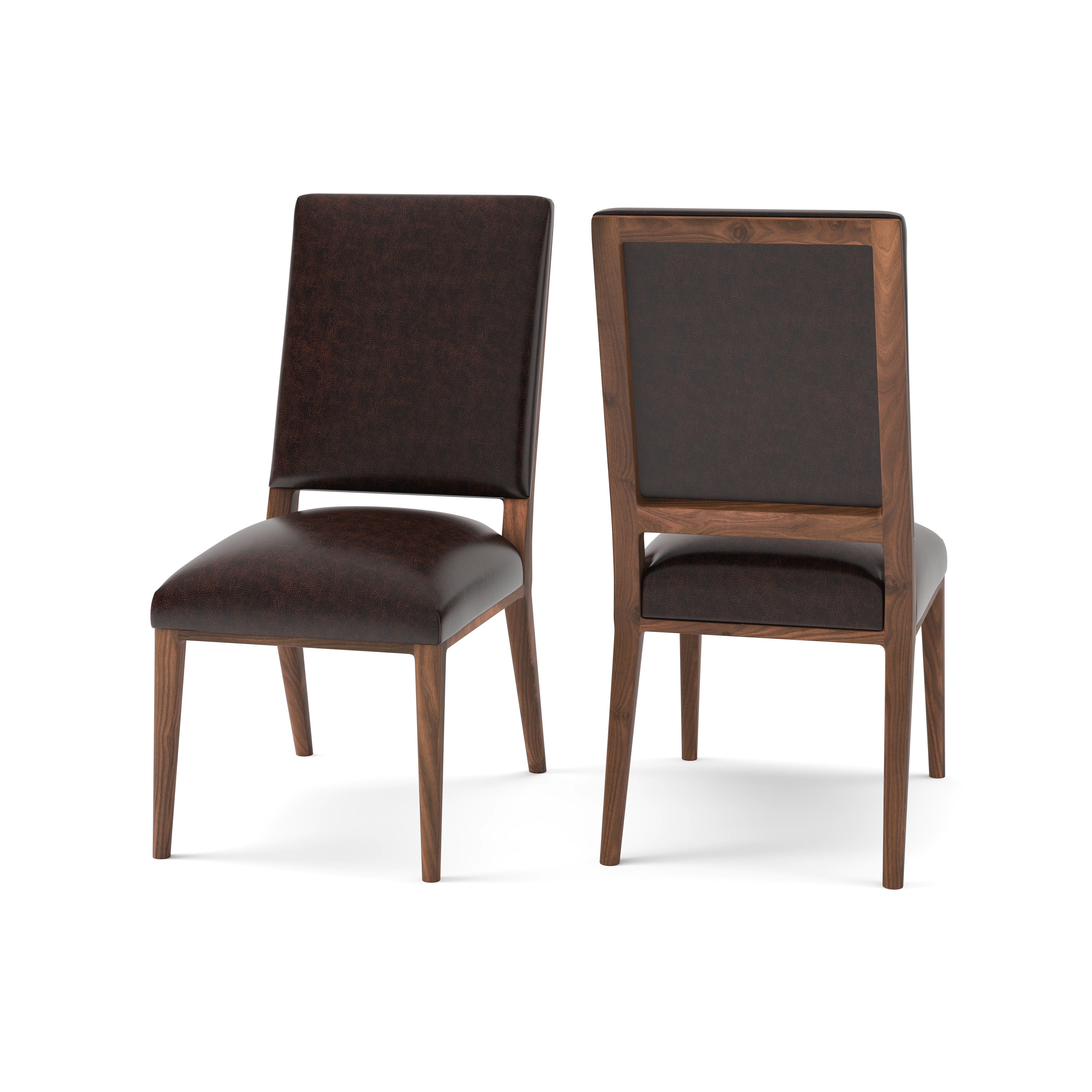 Willis Top Grain Leather Dining Chair -  Tobacco + Natural & Smoke