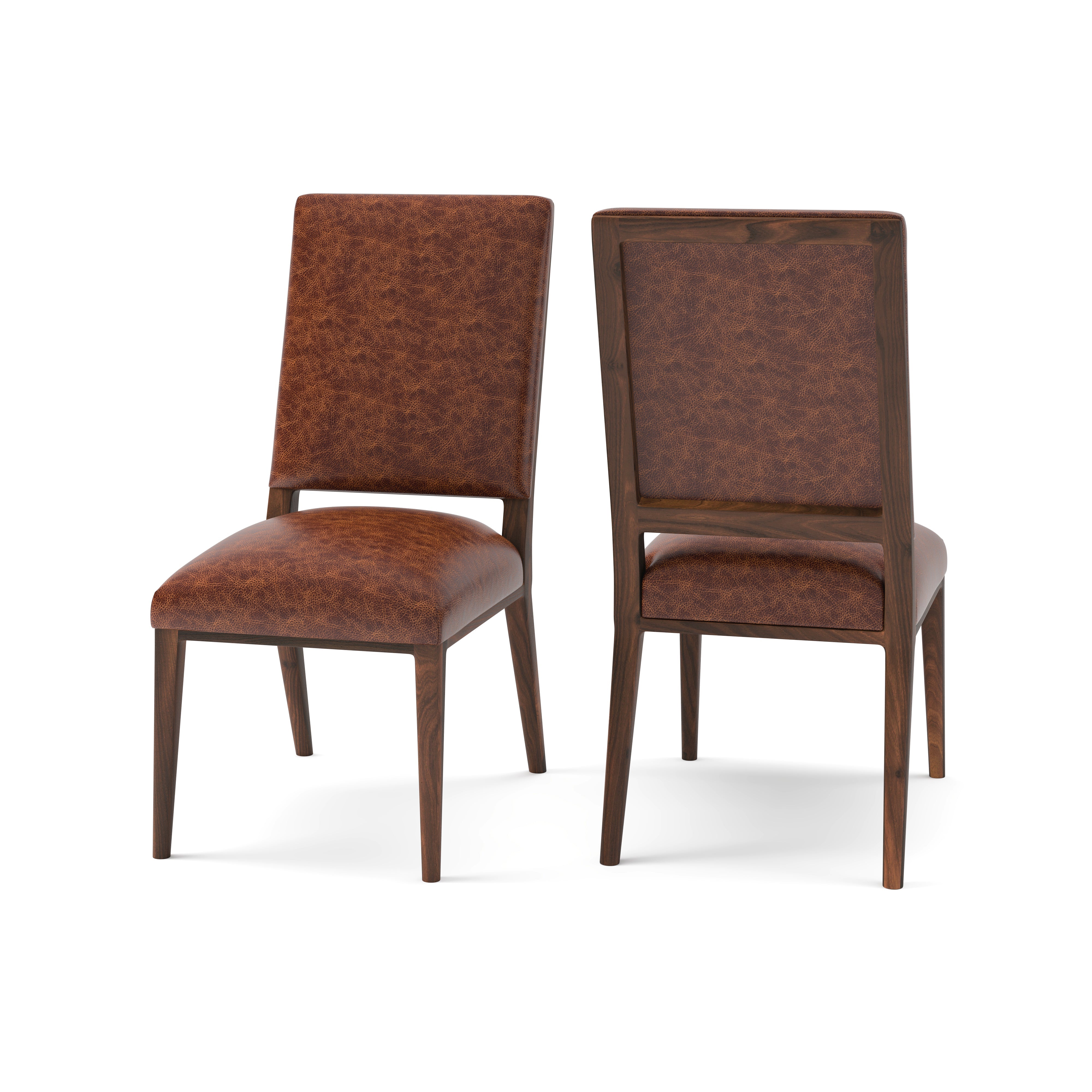 Willis Deconstructed Top Grain Leather Dining Chair -  Whiskey + Natural & Black