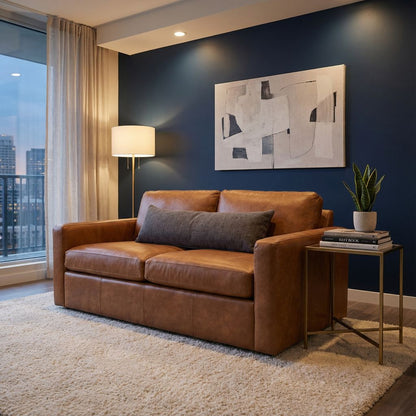 Wyatt 62" Wide Track Arm 3 Cushion Top Grain Leather Loveseat - Desert Sand