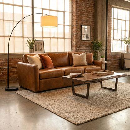 Wyatt 91" Wide Track Arm 3 Cushion Top Grain Leather Sofa - Desert Sand