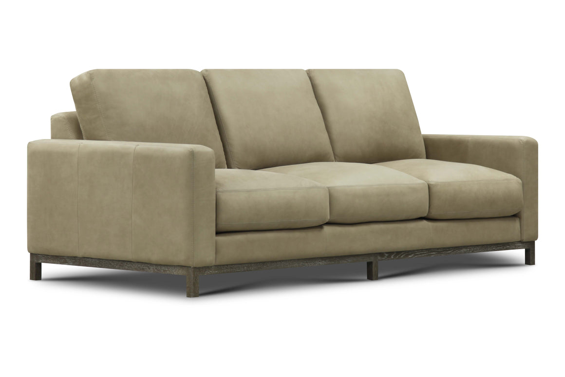 Clarksdale 90" Top Grain Leather 3 Cushion Sofa - Napa Dove