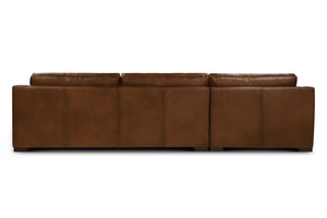 Leonardo 137" Top Grain Leather Sofa + RAF Chaise - Daytona Antique