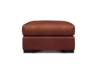 Mason 26" Top Grain Leather Ottoman - Soleil Ember