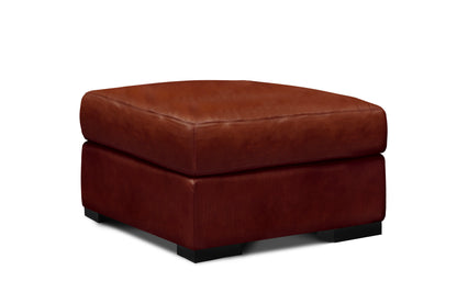 Mason 26" Top Grain Leather Ottoman - Soleil Ember
