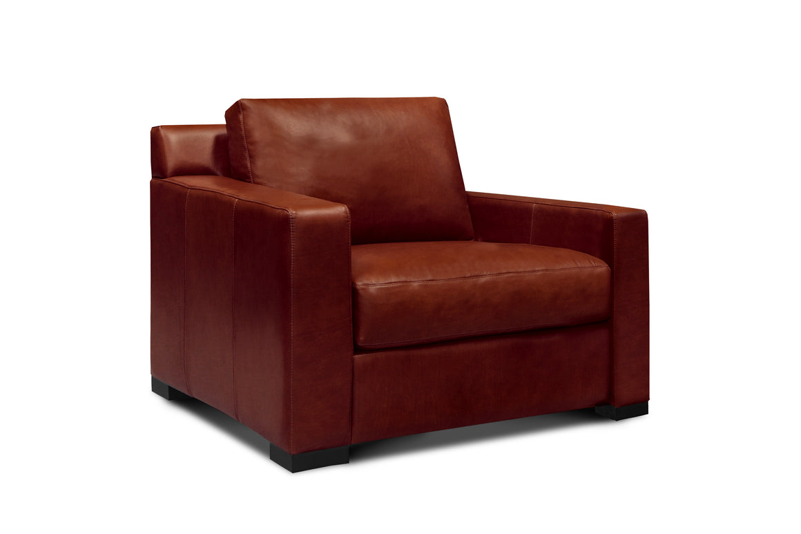 Mason 39" Top Grain Leather Chair - Soleil Ember