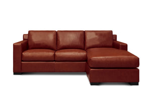 Mason 89" 3 Cushion Top Grain Leather Sofa + Chaise - Soleil Ember