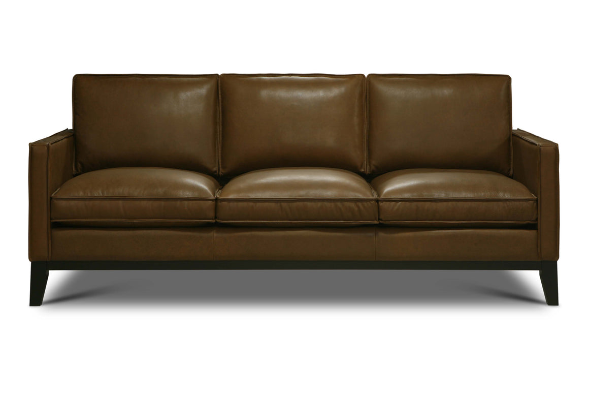 Willis 85" Top Grain Leather 3 Cushion Sofa - Coffee Bean