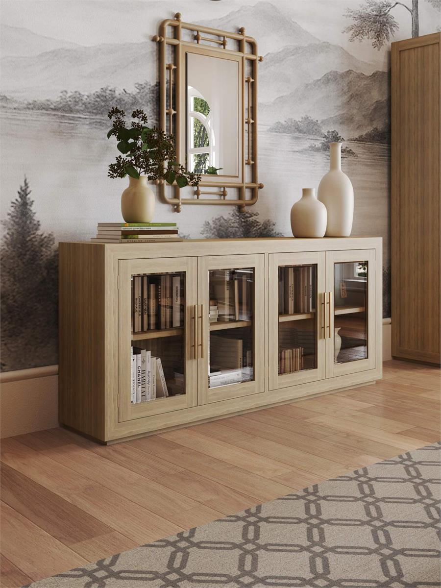 Soren 79" Teak 4 Glass Door Sideboard - Natural