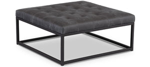 Bradley 36" Square Black Metal Frame Tufted Ottoman Coffee Table -   Cafe Nubuck