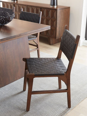 Durango Leather + Wood Dining Chair - Matte Brown + Black