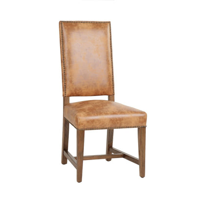 Dominic Top Grain Leather Dining Chair - Natural Saddle + Earth