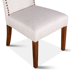 Jenna 24" Parsons Dining Chair - Ivory + Natural Teak