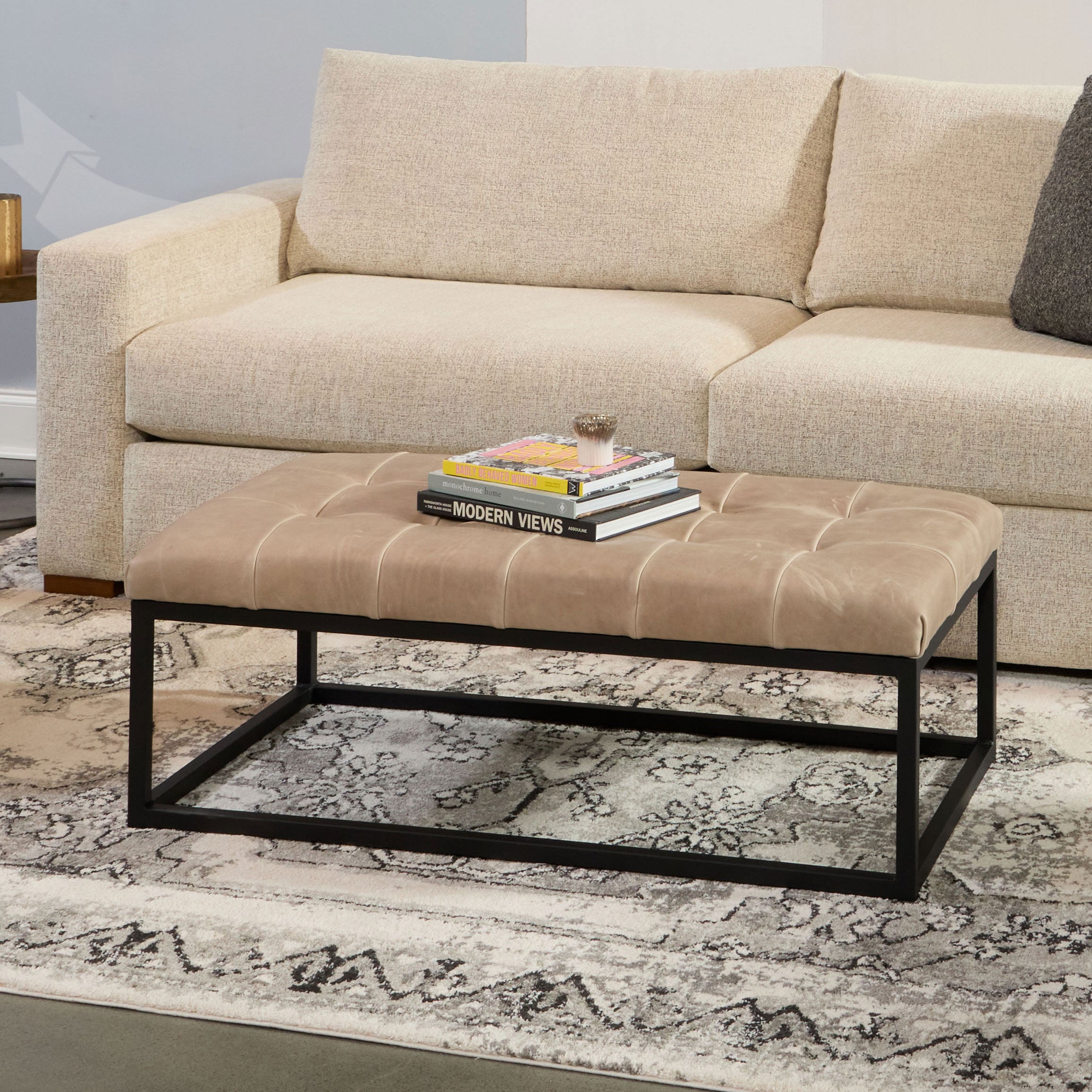 Bradley 44" Metal Frame Ottoman Coffee Table