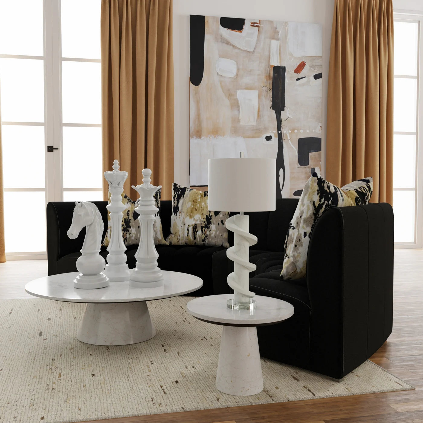 Cassandra 16" Round End Table - Marble