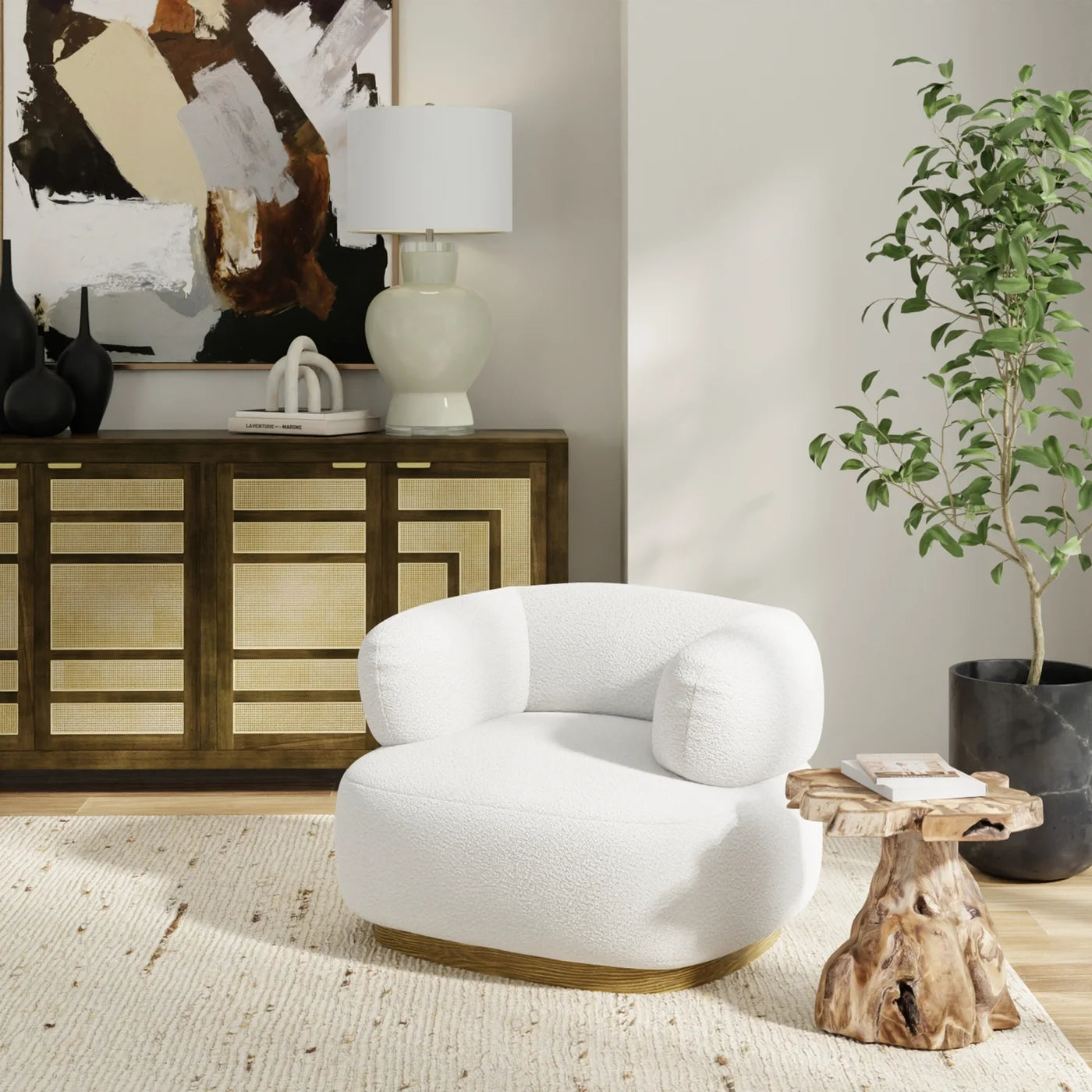 Goldie 36" Occasional Chair - Cream Boucle