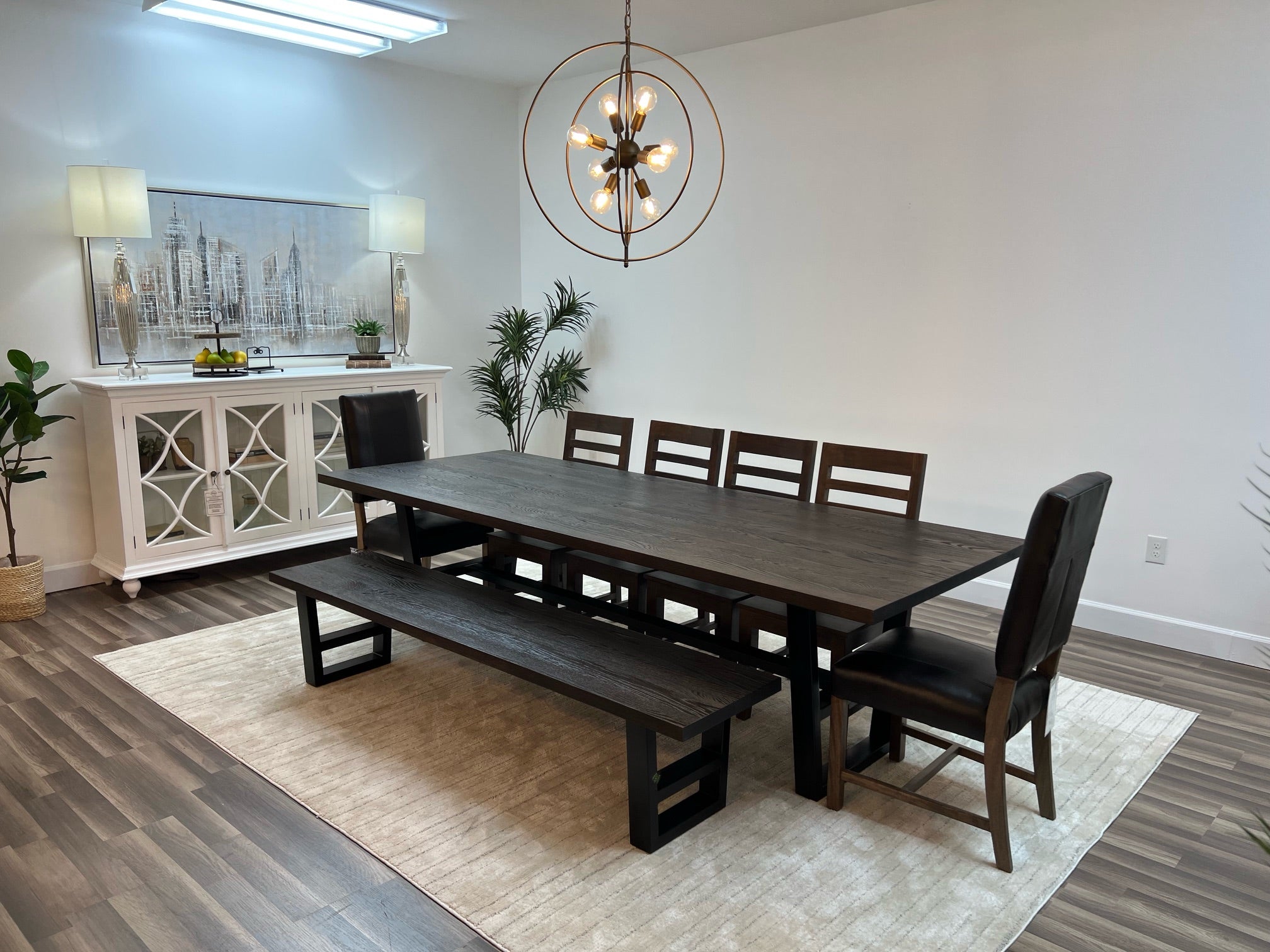Wallace 108" Oak Dining Table - Sandblasted Black