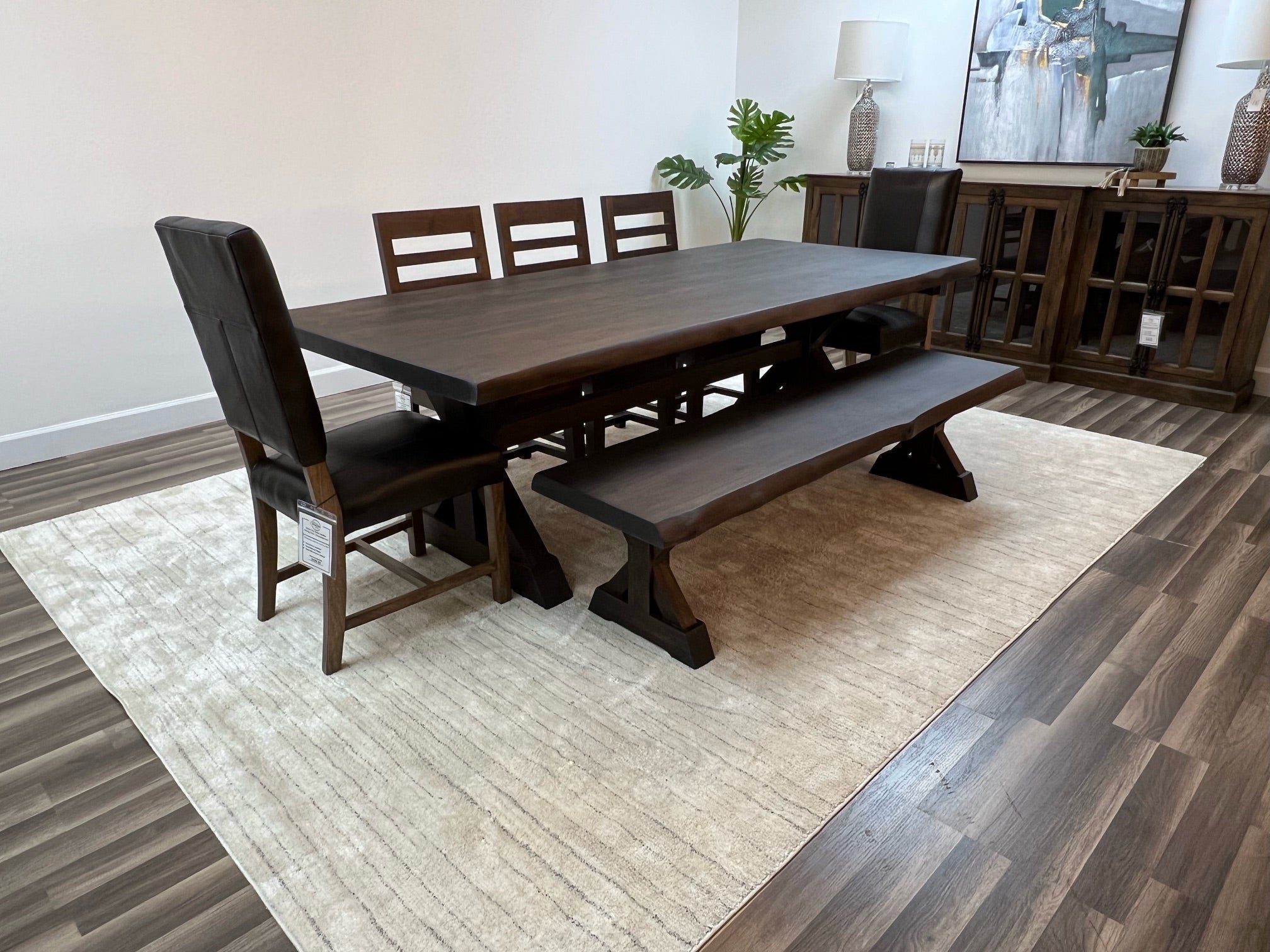 Bartholomew 96" Teak Live Edge Dining Table - Natural + Black