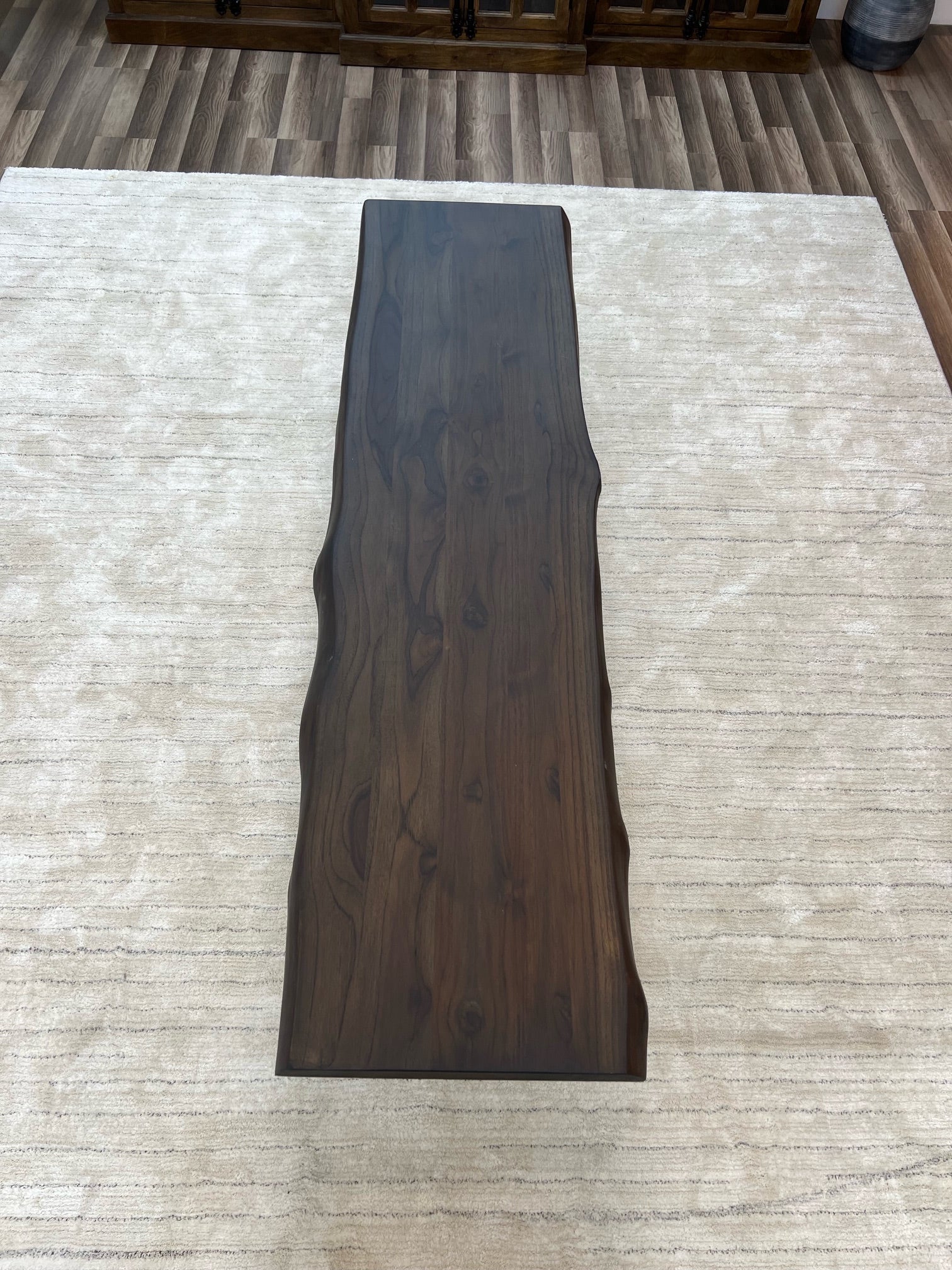 Bartholomew Teak Live Edge Dining Bench - Natural + Black