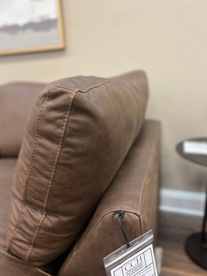 Raphael 124" Top Grain Leather Sofa w/Right Arm Facing Chaise - Napa Fudge