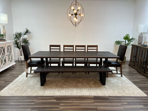 Wallace 108" Oak Dining Table - Sandblasted Black