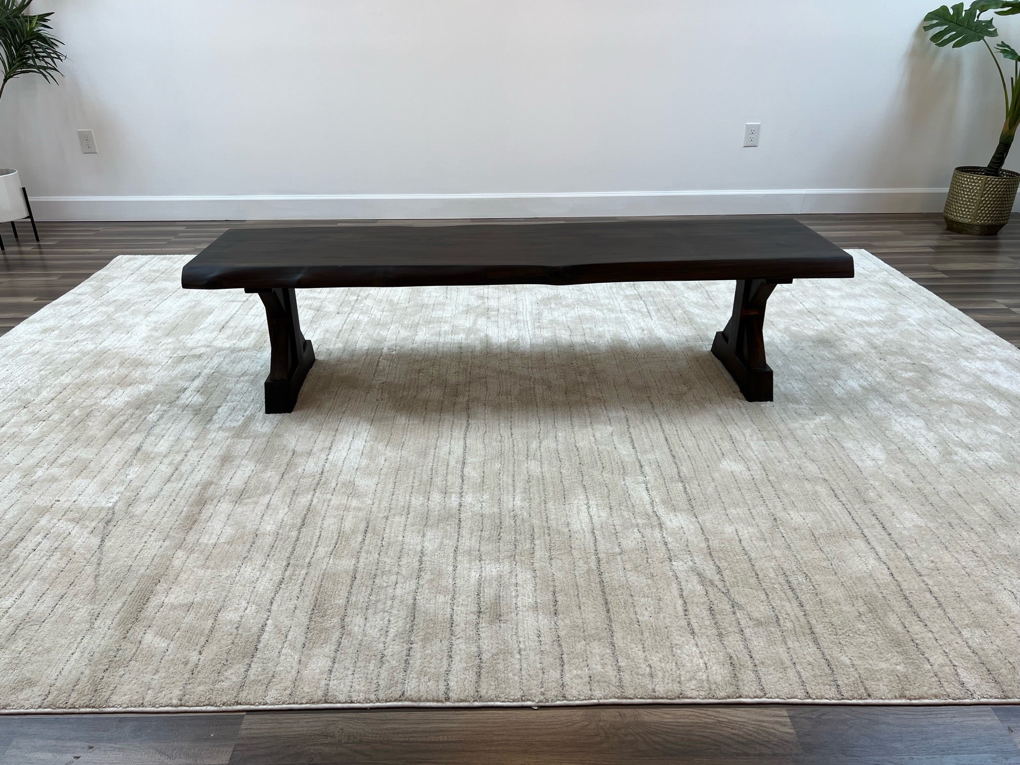 Bartholomew Teak Live Edge Dining Bench - Natural + Black