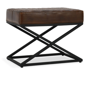 Barcelona Leather Rectangle Stool Rustic Brown