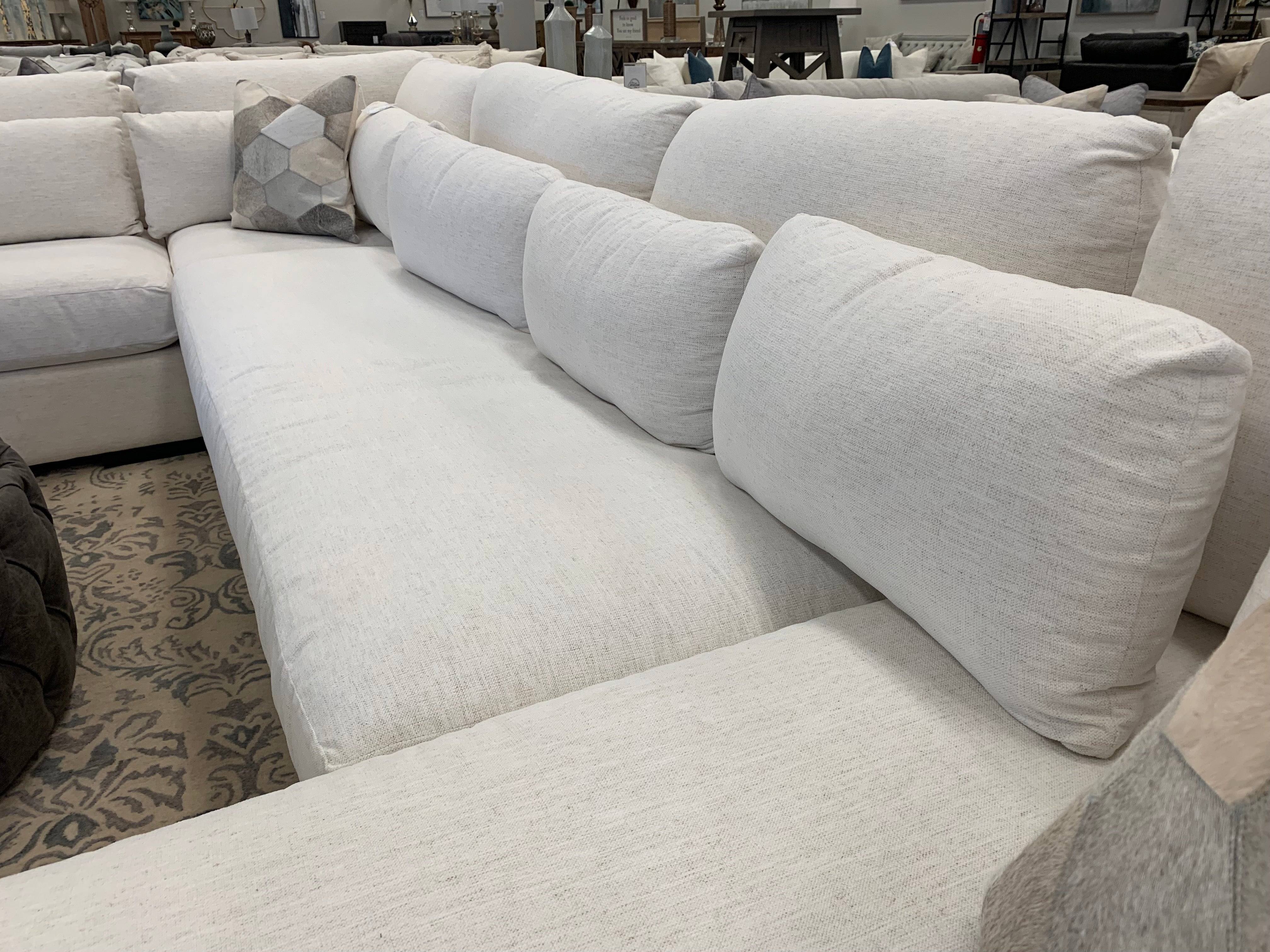 Glenda 170" x 104" Quick Ship Sectional w/ Right Arm Facing Chaise - Crypton Natural Linen - Classic Carolina Home