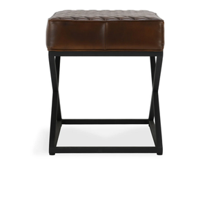 Barcelona Leather Rectangle Stool Rustic Brown