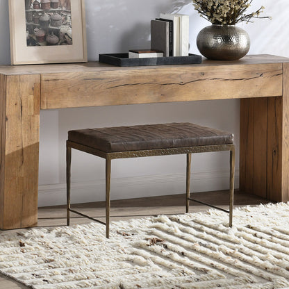Marco 28" Leather Bench - Cocoa Brown