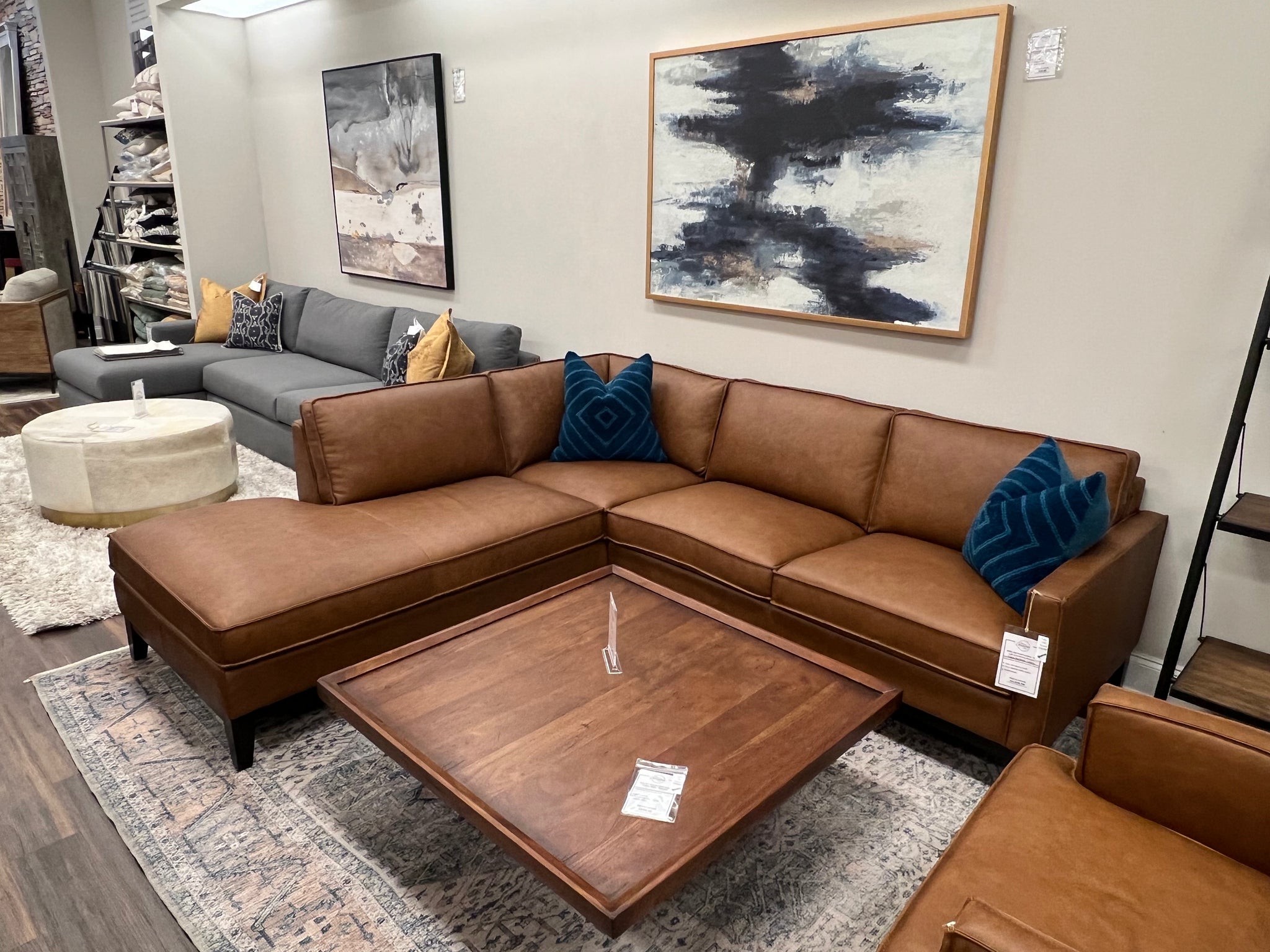 Willis 100 x 93 Top Grain Leather Sofa LAF Bumper Chaise