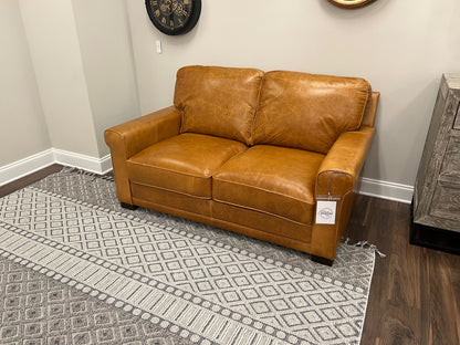 Lucca 66" Italian Top Grain Leather 2 Cushion Loveseat - Brittany