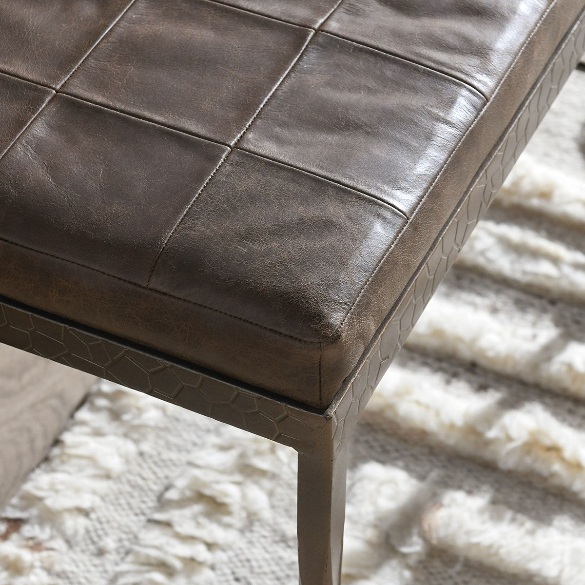 Marco 28" Leather Bench - Cocoa Brown