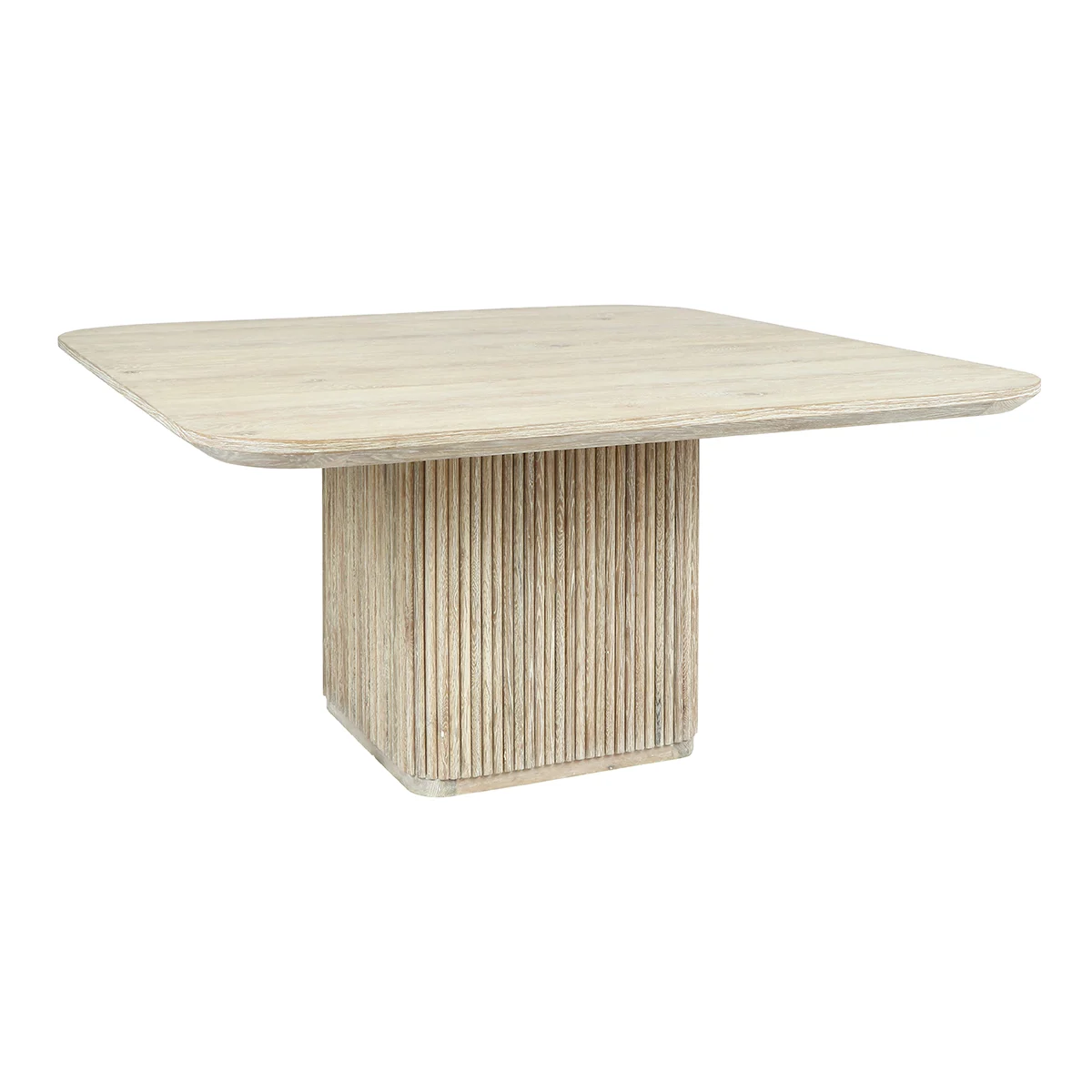 Selena 60" Square Fluted Dining Table - White Oak