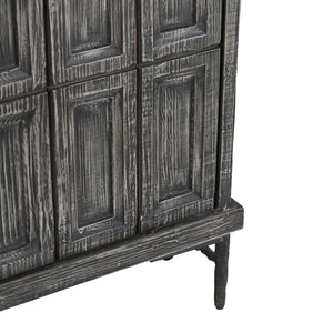 Washington 106" Reclaimed Pine 6 Door Cabinet - Black