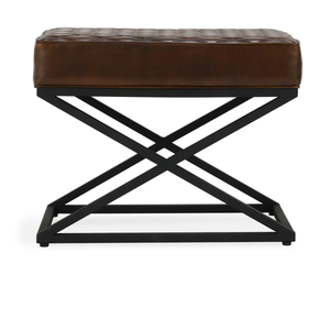 Barcelona Leather Rectangle Stool Rustic Brown