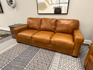 Lucca 91" Italian Top Grain Leather 3 Cushion Sofa - Brittany