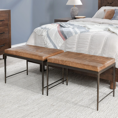 Marco 28" Leather Bench - Chestnut