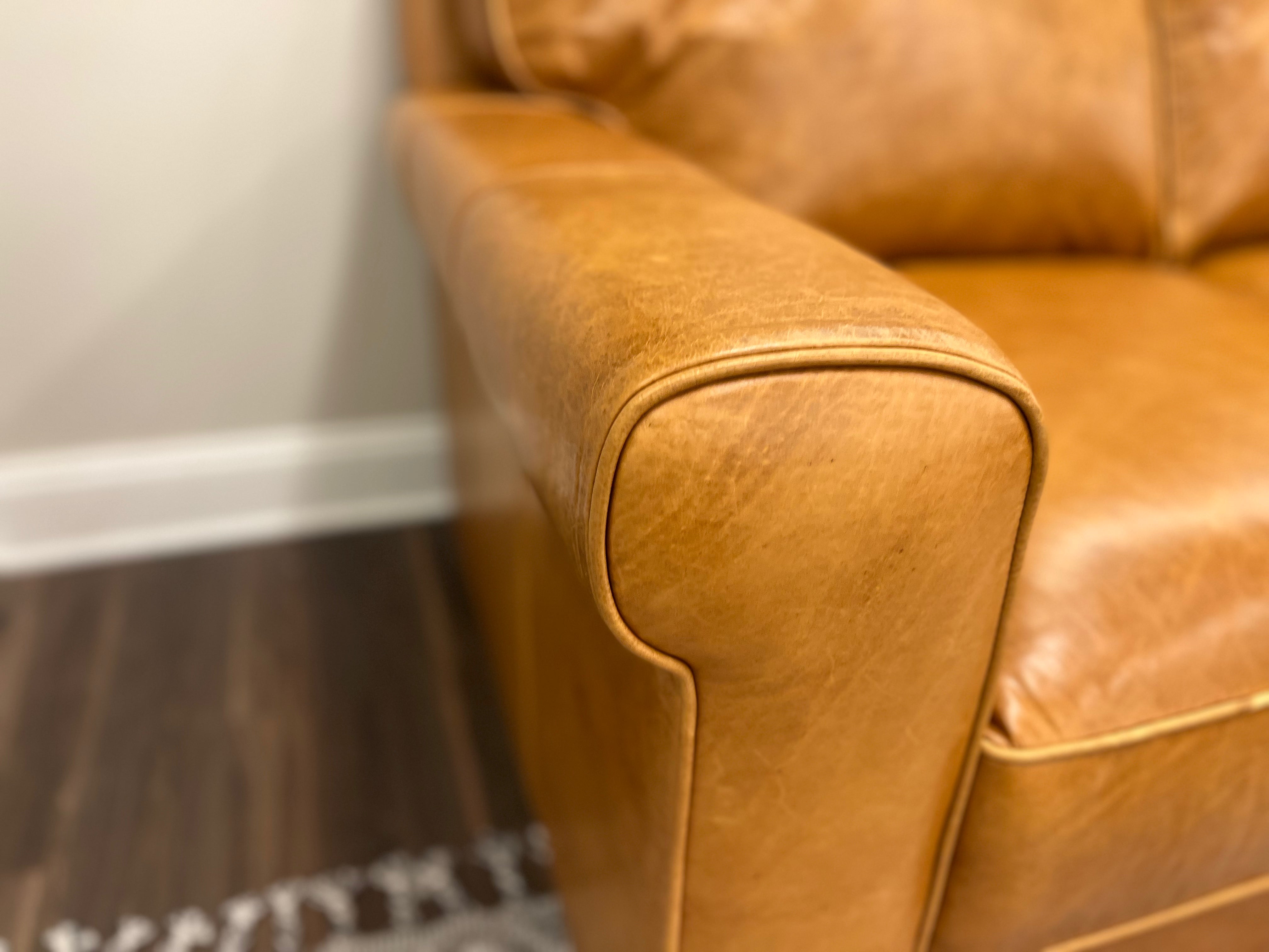 Lucca 66" Italian Top Grain Leather 2 Cushion Loveseat - Brittany