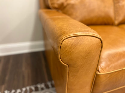 Lucca 66" Italian Top Grain Leather 2 Cushion Loveseat - Brittany