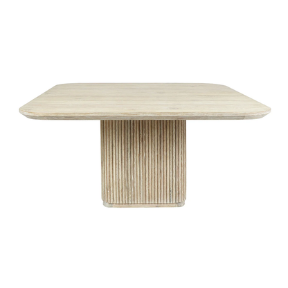 Selena 60" Square Fluted Dining Table - White Oak
