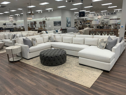 Glenda 170" x 104" Quick Ship Sectional w/ Right Arm Facing Chaise - Crypton Natural Linen - Classic Carolina Home