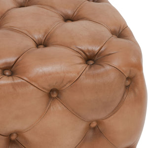 Brielle Leather 19" Square Ottoman Tutor Brown