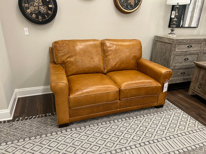 Lucca 66" Italian Top Grain Leather 2 Cushion Loveseat - Brittany