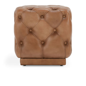 Brielle Leather 19" Square Ottoman Tutor Brown