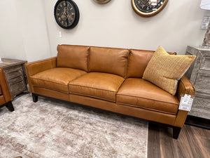 Willis 85" Top Grain Leather 3 Cushion Sofa - Monza Caramel