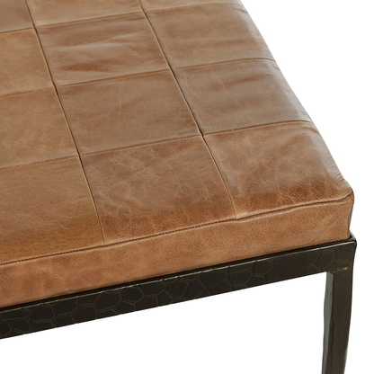 Marco 28" Leather Bench - Chestnut