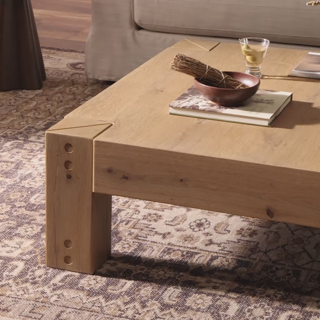Kai 48" Oak Coffee Table - Aged Smoked Oak