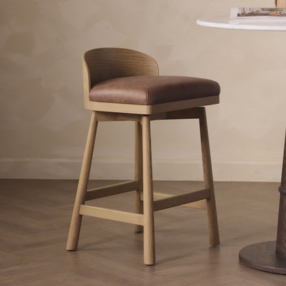 Ashleigh Top Grain Leather Counter Stool - Palermo Cigar + Oak