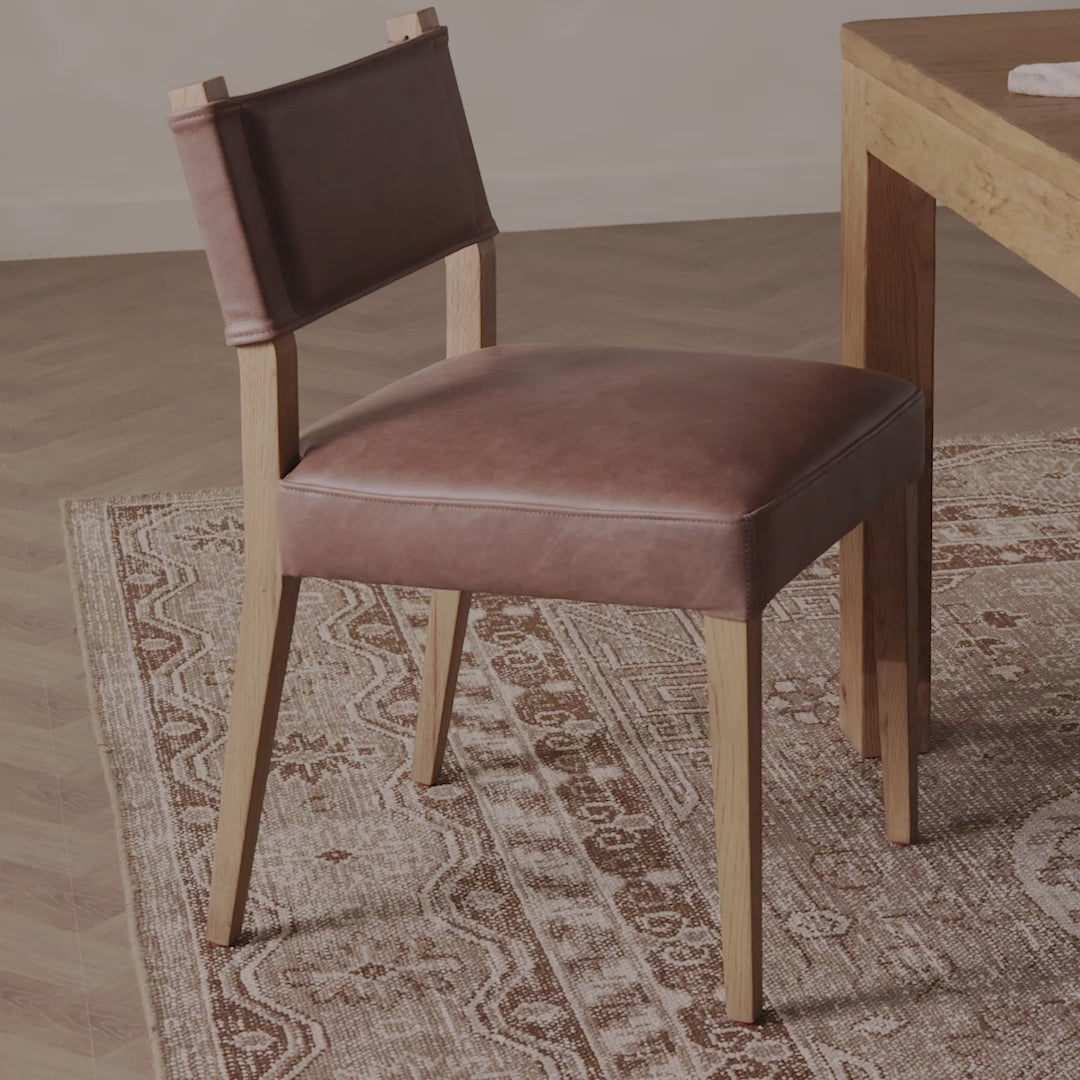 Elowyn Top Grain Leather Dining Chair - Palermo Cigar